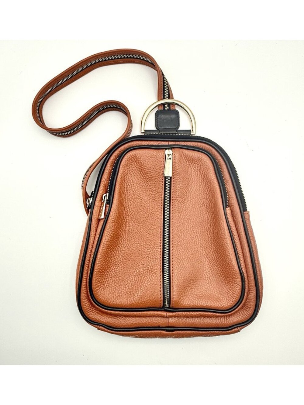 Valentina Orange Pebbled Leather Domed Backpack Made In Italy Pre Owned 13x12x3